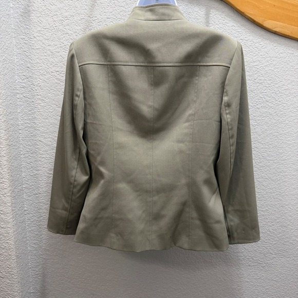 Vtg Talbots Mandarin Collar Jacket Blazer Khaki Petite Women Sz 6 Wool Blend USA - Picture 2 of 14